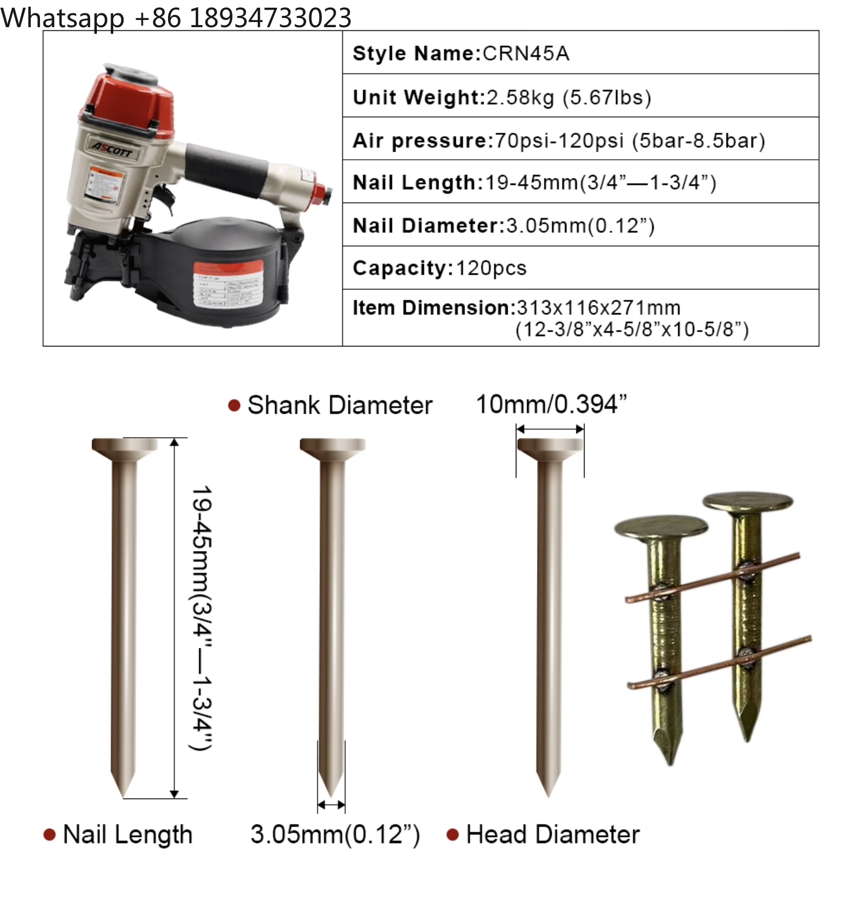 Cloueur pneumatique en alumini - Coil Roofing Nailer Pneumatic 15 Degree avis et prix