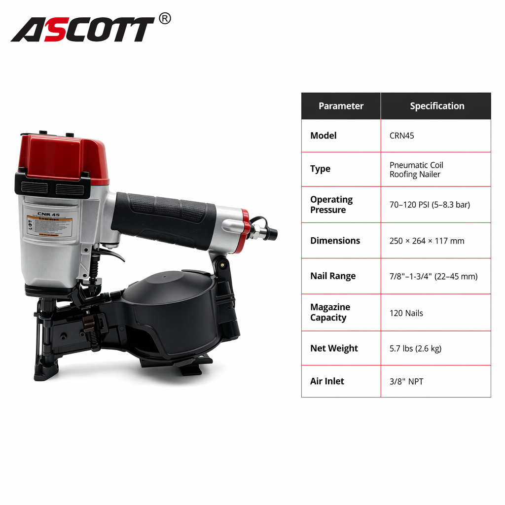 Cloueuse pneumatique Ascott CR - Coil Roofing Nailer Pneumatic 15 Degree avis et prix