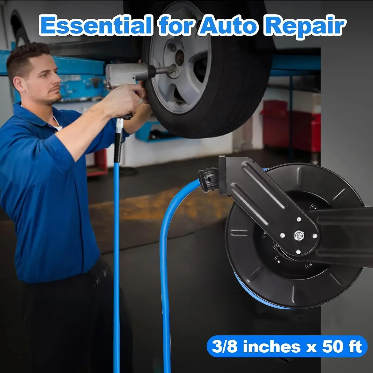 Enrouleur de tuyau d'air rétra - Air Compressor Air Hose 3/8 Hybrid 50Ft avis et prix